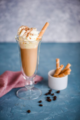 Ice coffee with whipped cream