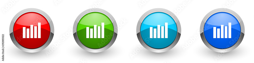 Leinwandbilder graph silver metallic glossy icons, red, set of modern design buttons for web, internet and mobile a