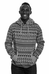 Studio shot of young African man in black and white