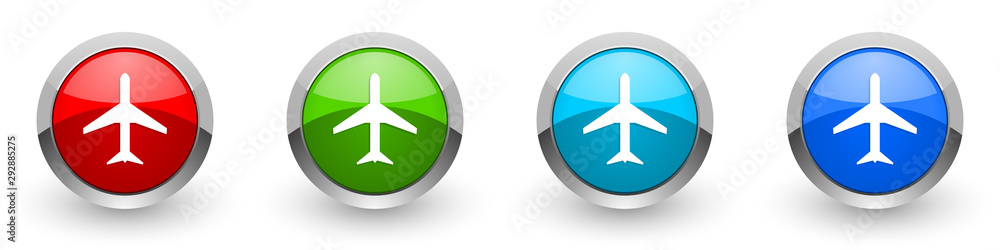 Aufkleber plane silver metallic glossy icons, red, set of modern design buttons for web, internet and mobile a