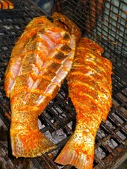 Fishes on the grill