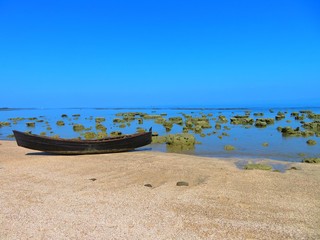 Beach and sea and boat