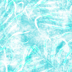 Tropical seamless pattern. Watercolor swaying palm