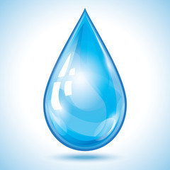 Blue drop of water isolated on white background