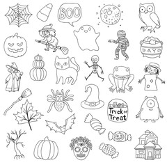 Halloween hand drawn set