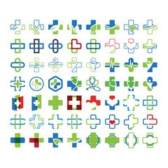Mega collection set of medical cross graphic design template