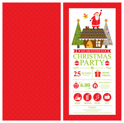 Christmas card invitation template with Santa Claus.