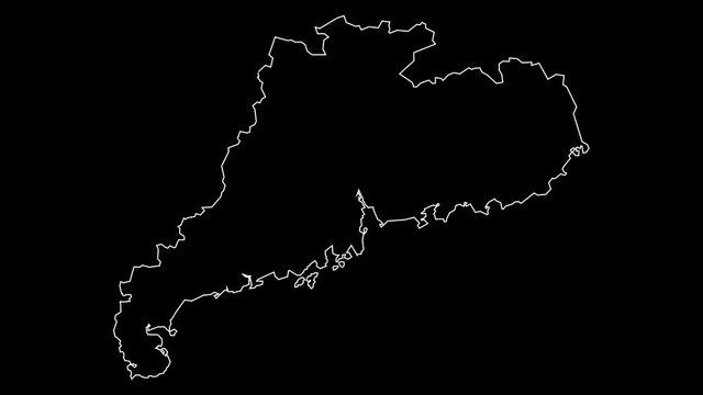 Guangdong China province map outline animation