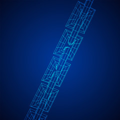 Wireframe BlockChain links. Chain wireframe low poly mesh vector illustration