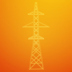 Power transmission tower high voltage pylon. Wireframe low poly mesh vector illustration