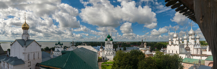 Fototapeta na wymiar Rostov Kremlin in summer clear day . panorama