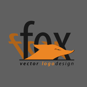 Fox. Icon or logo with original text. Vector illustration.