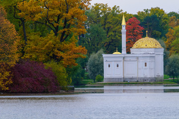 golden autumn in Pushkin in summer day.Russia