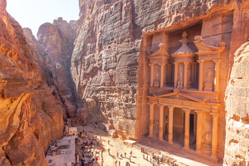 Al Khazneh. It is the treasury in Petra ancient city. Petra is the main attraction of Jordan. Petra...
