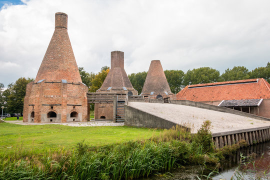 Complete restored lime kiln in the village Dedemsvaart the Netherlands, it was in use in the 19 century for making quicklime out of shells, with peat as burning fuel 
