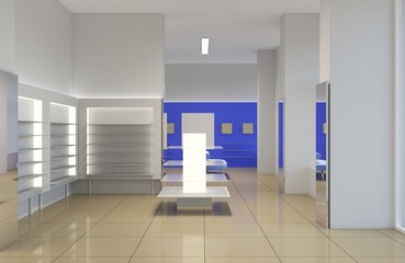 shopping mall, interior visualization, 3D illustration