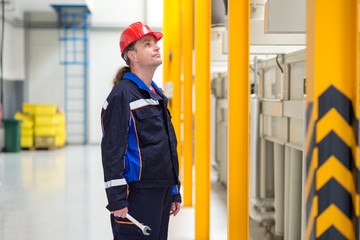 Worker inside of a factory.