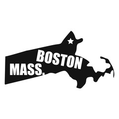 Boston map in black on a white background