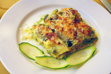 Vegetarian lasagna with zucchini and cheese