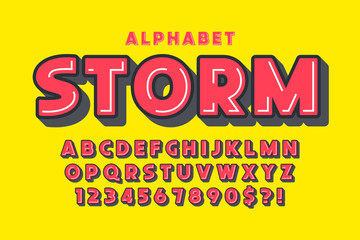Flat extra bold bubble comical type design, colorful alphabet
