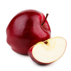 Red apple with slice isolated on white background