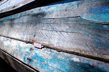 Wood painted blue, decay