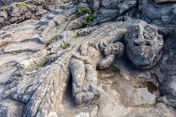 Rotheneuf, Brittany France. Sculptures in rocks, by the Priest Foure