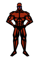 褐色,筋肉,ボディビル,マッチョ,ポーズ,全身,パンツ,ビキニ,白背景,版画,切り絵,喜怒哀楽,表情