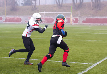 training match of professional american football players