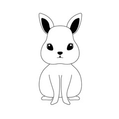 silhouette of adorable bunny with white background