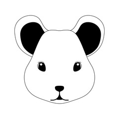 silhouette of head of cute hamster with white background