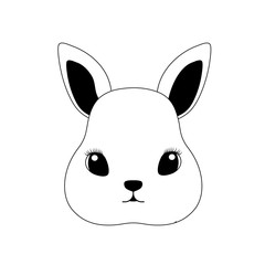 silhouette of head of cute bunny with white background