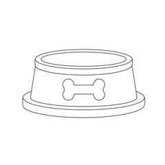 silhouette of bowl for food of animal on white background
