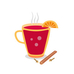 Tasty holiday drinks. Christmas party drink. Scandinavian mulled wine gleg. Hot cocktail with orange and cinnamon