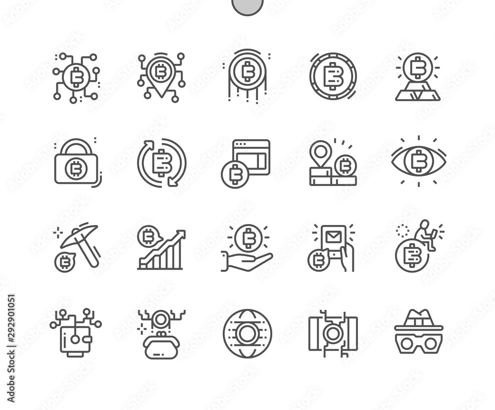 Aufkleber cryptocurrency well-crafted pixel perfect vector thin line icons 30 2x grid for web graphics and app
