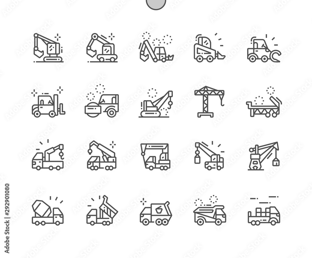 Poster special machinery well-crafted pixel perfect vector thin line icons 30 2x grid for web graphics and 