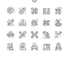 Spacecraft Well-crafted Pixel Perfect Vector Thin Line Icons 30 2x Grid for Web Graphics and Apps. Simple Minimal Pictogram