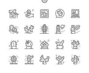 Fototapeta premium Cactus Well-crafted Pixel Perfect Vector Thin Line Icons 30 2x Grid for Web Graphics and Apps. Simple Minimal Pictogram