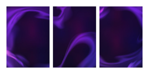 Vector Mystical Purple Backgrounds. Smoke Steam, Cloud Flow, Fluid Frame. Abstract 3d Bg