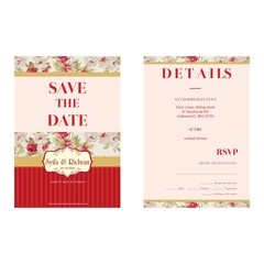 Wedding Invitation Red Flower Template