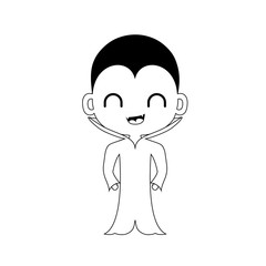cute boy disguised of vampire on white background