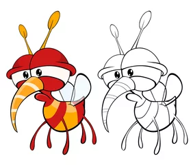 Deurstickers Vectorillustratie van een schattige Cartoon karakter Bee voor je ontwerp en computerspel. Kleurboek overzichtsset © liusa