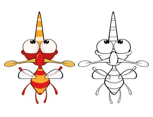 Fototapeten Vektor-Illustration einer niedlichen Cartoon-Charakter-Biene für Sie Design und Computerspiel. Malbuch-Umriss-Set © liusa