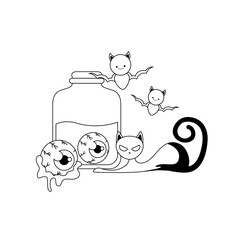 container with eyes scary on white background