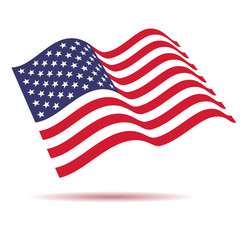 Vector USA flag on white background. Vector template for banner or other production on the veterans day on November.