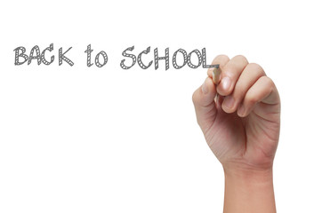 Hand  pencil draws back to school