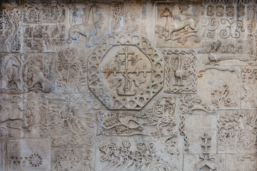 A fragment of the decoration of the Orthodox Church with plants and animals