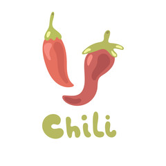 Chili pepper flat vector material design isolated on white background. Red chili logo design.