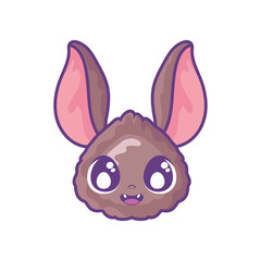 head of bat flying on white background