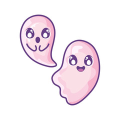 funny halloween ghosts on white background